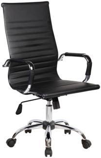 Dmora Stuhl mit Rädern George, Chefsessel mit Armlehnen, Ergonomischer Bürostuhl, Schwarz, 63x54h106/116 cm