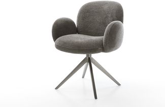 Drehstuhl Nube-Flex mit Armlehnen Bouclé Soft Schlamm Kreuzgestell breit Graphit 360° drehbar Wippfunktion Taschenfederkern