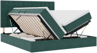 vidaXL Bett mit LED-Lichtleisten Dunkelgrün 180 x 200 cm Samt 3372908
