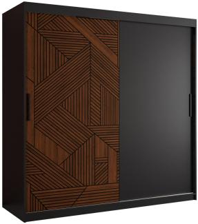 Kleiderschrank Monkis I 180 cm (Farbe: Schwarz Matt / Dunkel Nuss, mit Schubladen )