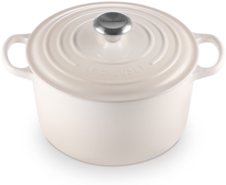 Le Creuset Bräter rund hoch 24 cm Meringue Gusseisen - Creme/Beige - 20 bis 24 cm
