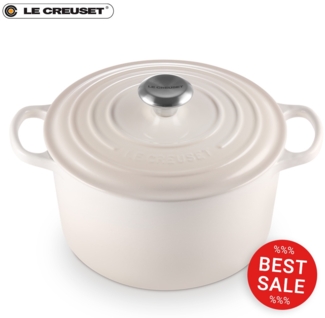 Le Creuset Bräter rund hoch 24 cm Meringue Gusseisen - 20 bis 24 cm - Creme/Beige