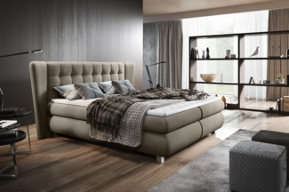99rooms Florian Boxspringbett 160x200 cm Webstoff TIAMA Beige Bonell-Federung