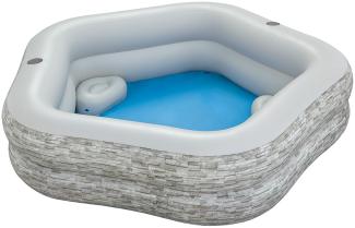 TruPrint™ Family Pool 213 x 206 x 53 cm, Steinwand-Optik (Cremegrau)