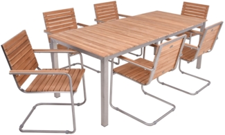 Garden Pleasure Tischgruppe DALLAS/DENVER Set 7tlg. Beige Gartenmöbel Sitzgruppe