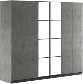 Dmora Großer Kleiderschrank Gaja, Schlafzimmermöbel, Schrank, Garderobe, 208x50 h184 cm, Anthrazit und Grau