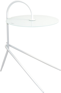 Moderner Beistelltisch "Hank" aus Metall mit Weißglasplatte