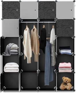 Clanmacy Kleiderschrank DIY 12/16/20 Würfel Kombischrank Stecksystem Steckregal Regalsystem (DIY-Regalsystem, 12/16/20 Fächer verfügbar) Mit Türen, Stapelbar