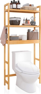 Toilettenregal Bambus 3-stöckig Verstellbar Badezimmer Natürlich 63x26x170cm