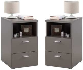 Lomadox Nachttisch CERNA-10, Nachtschrank Nachtkonsole, 2er Set, Lava / dunkelgrau, 35/61,5/39,9 cm