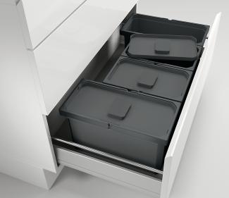 Abfallsorter Cox Box 220/900-4 Anthrazit mit 4-fach Trennung für 90 cm Schrankbreite, 35 (2x10 u. 2x7,5) Liter / Abfalleimer / Mülleimer