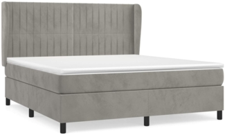 vidaXL Boxspringbett mit Matratze Hellgrau 160x200 cm Samt 3129339