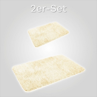 KiNZLER Badematte Chaozhou, Höhe 20 mm, rutschhemmend beschichtet, fußbodenheizungsgeeignet, Polyester, rechteckig, 2er-Set rechteckig 50x80 cm / rechteckig 60x100 cm, Badteppich, Uni Farben, weich, als rechteckig, rund & Set erhältlich