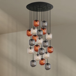 s.luce Velo Galerieleuchte 20-flammig Ø 120cm Baldachin Ø 20cm Braun, Klar, Rauch