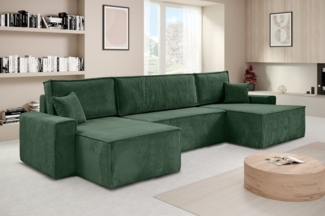 Beautysofa Ecksofa mit Bettkasten, im Cordstoff HEKTOR U, mit Schlaffunktion, Breite der Ottomane wählbar – 70 oder 100 cm