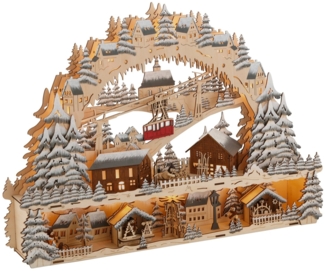 my home Schwibbogen Podest und Seilbahn, Skihütte und Weihnachsmarkt, Weihnachtsdeko, Breite ca. 64 cm