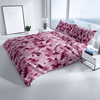 Leonado Vicenti Bettwäsche 135x200 cm oder 155x220 cm, Feinbiber, 4 teilig, extra weich und kuschelig, Rosa Geblümt