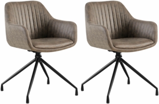 2er Set Esszimmerstuhl MILON - Kunstleder Grau 58x58x81 cm | Essstühle Esszimmerstühle Küchenstühle Wohnzimmerstühle