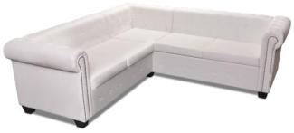 vidaXL Chesterfield Ecksofa 5-Sitzer Kunstleder Weiß