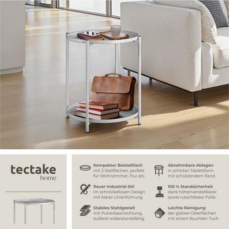 tectake Beistelltisch Couchtisch Oxford 45,5x45,5x53cm (1-St, 1 tlg), Abnehmbare Ablageflächen in Tablettform mit schützendem Rand