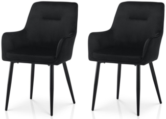 Ofcasa Esszimmerstuhl Polsterstuhl (2er Set), Samt Wohnzimmerstuhl aus Metall Schwarze Beine