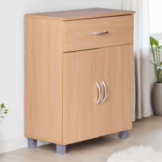 Wohnling Sideboard mit 2 Türen und 1 Schublade, 60x75 cm, Buche