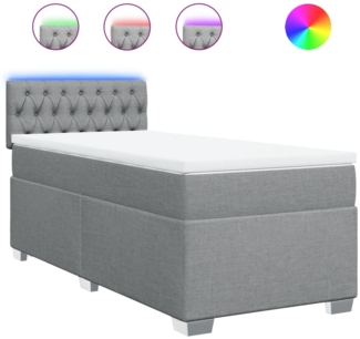 vidaXL Boxspringbett mit Matratze Hellgrau 80x200 cm Stoff 3288022