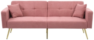 Gotagee Sofa mit Bettfunktion Schlafsofa mit Kissen goldenen Beinen Rosa