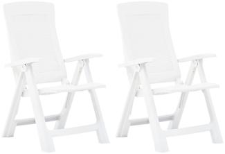 vidaXL Verstellbare Gartenstühle 2 Stk. Kunststoff Weiß 48760