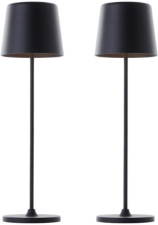 Brilliant LED Tischleuchte Kaami - mobile LED Außen Akku Tischlampe 2er-Set, Dimmer, Dimmfunktion, mehrere Helligkeitsstufen, LED fest integriert, Warmweiß, 310 lm, Touchdimmer, USB, Akku, Outdoor, Indoor, Akkuleuchte 37cm hoch