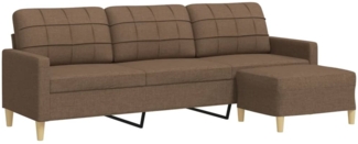 vidaXL 3-Sitzer-Sofa mit Hocker Braun 210 cm Stoff 3278252
