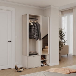 ALLHOUSE24 Garderoben-Set Garderobe OLI mit Spiegel dekorative Lamellen, 100 cm Breite