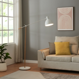 Stehleuchte Banchory Metall 163 cm Holzoptik/Weiß [lux. pro]