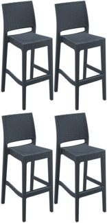 CLP 4er Set Barhocker Jamaica UV-beständig, wetterfest,dunkelgrau