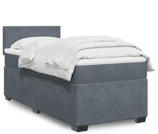 vidaXL Boxspringbett mit Matratze, Samt dunkelgrau, 100x200 cm