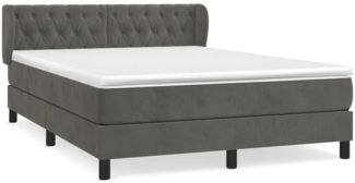 vidaXL Boxspringbett mit Matratze Dunkelgrau 140x200 cm Samt 3127674