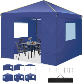 Faltpavillon 3x3m Wasserdicht Stabil Winterfest Partyzelt Marineblau