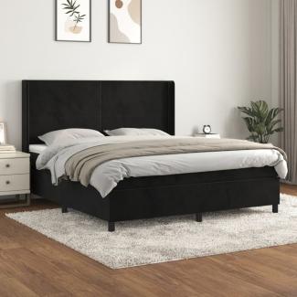 vidaXL Boxspringbett mit Matratze Schwarz 180x200 cm Samt 3132575