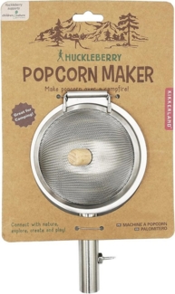Kikkerland Popcorn-Pfanne HUCKLEBERRY Popcorn Maker, Edelstahl (1-tlg), Mais Popcornmaschine für Popcorn poppen, Outdoor Camping Lagerfeuer