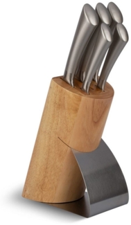Edenberg Messer-Set 6-teiliges Messerset mit Holzständer, sehr hohe Qualität (Kochmesser / Schneidemesser / Brotmesser / Universalmesser / Gemüsemesser/ Holzblock, 6-tlg, Messer aus sehr hochwertigem Stahl)