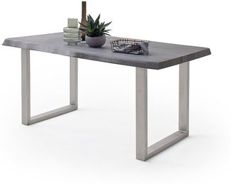 Baumkantentisch >Calabria< in Akazie grau lackiert - 240 x 79,5 x 100 (BxHxT)