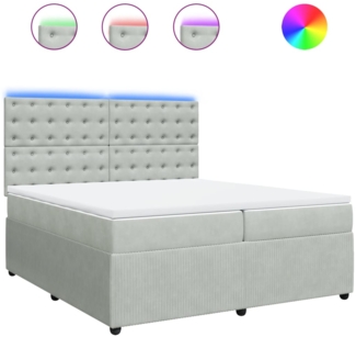 vidaXL Boxspringbett mit Matratze Hellgrau 200x200 cm Samt 3294742