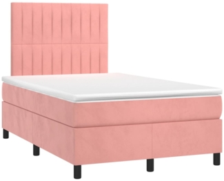 vidaXL Boxspringbett mit Matratze Rosa 120x190 cm Samt 3270012