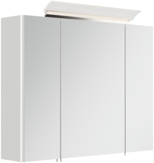 Spiegelschrank 80cm inkl. Design LED-Lampe und Glasböden weiss hochglanz : Weiss hochglanz