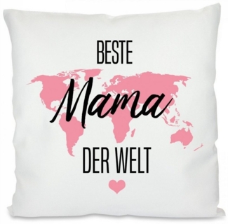 Herzbotschaft Dekokissen Kissen mit einseitigem Motiv Beste Mama der Welt, Kissenhülle mit Füllung