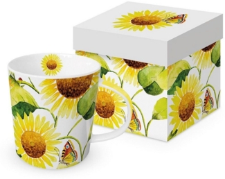 PPD Becher PPD, Mug, Herbst, Winter, Frühling, Sommer, Alltag Kollektion, Porzellan Tasse, Blumen, Sonnenblumen, Schmetterling -Trendbecher, Henkelbecher, Motiv : Blumen, Pflanzen, Tiere, Liebe, Sprüche, Geschenke