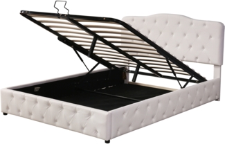 ComfortXL Polsterbett-BB092, Massivholz, Wei?, 203x144x104cm