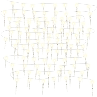 vidaXL Weihnachts-Eiszapfen-Licht 100 LEDs Warmweiß 10 m Acryl PVC 356227