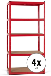 Stagecaptain Schwerlastregal Lagerregal - 5 variabel montierbare Böden - auch als Werkbank umbaubar, 4er Spar-Set 4-tlg, Tragkraft pro Boden: 175 kg, gesamt 875 kg
