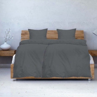 Casa Colori Bettwäsche Seersucker Bettwäsche 135x200 Reißverschluss Grau, Seersucker, 4 teilig, leicht